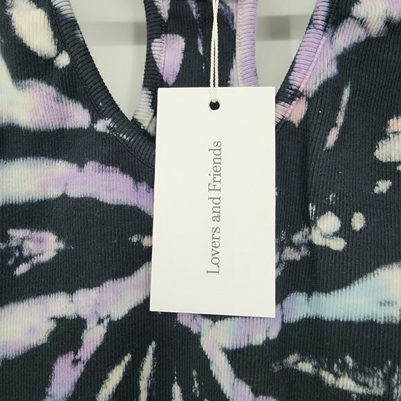 Lovers + Friends Gigi Ribbed Knit Thong Bodysuit in Reverse Tie Dye Size XXS - Picture 4 of 6